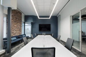 office boardroom with custom masonry